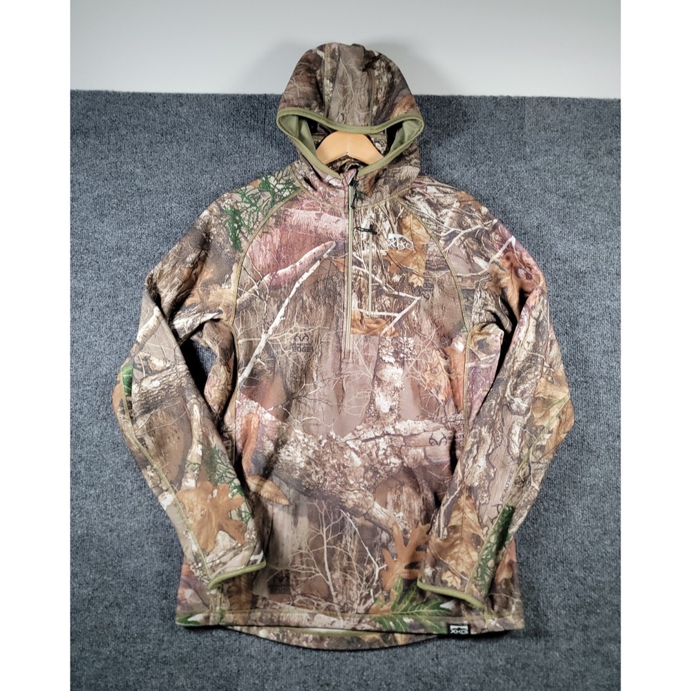 Kings Camo Jacket Mens Large Camouflage Hunting Realtree Edge Hoodie 1/4 Zip XKG
